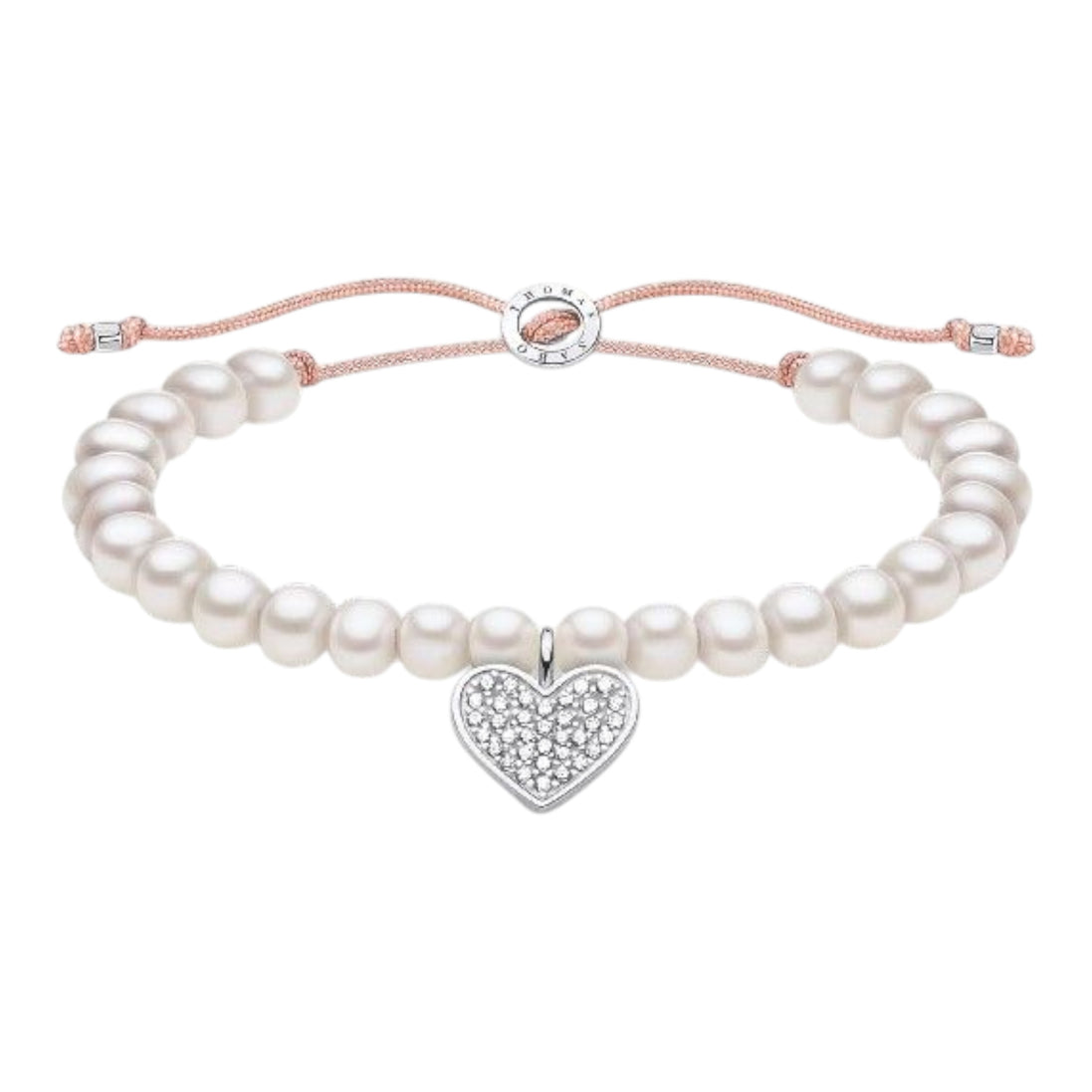 Armband "Weisse Perlen mit Herz"