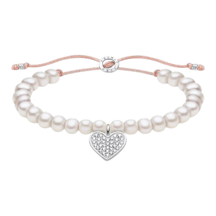 Armband "Weisse Perlen mit Herz"