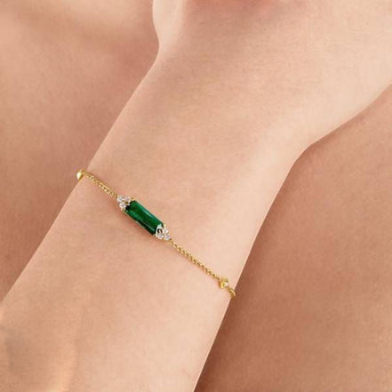Armband "Grüner Stein" Silber vergoldet Zirkonia