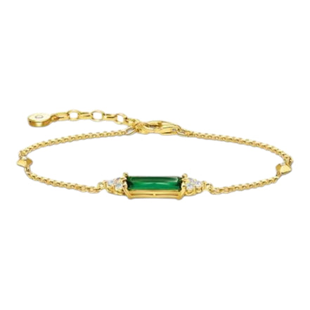 Armband "Grüner Stein" Silber vergoldet Zirkonia