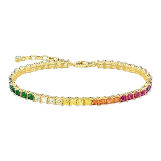 "Tennis-Armband" Silber vergoldet bunte Steine