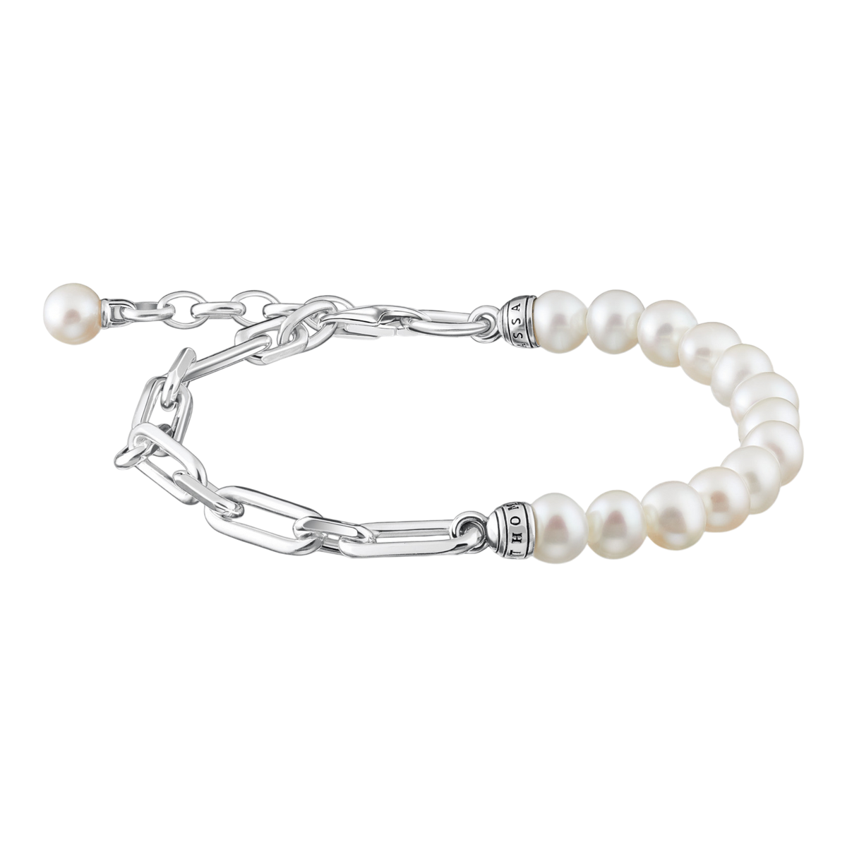 Armband Glieder und Perlen Silber