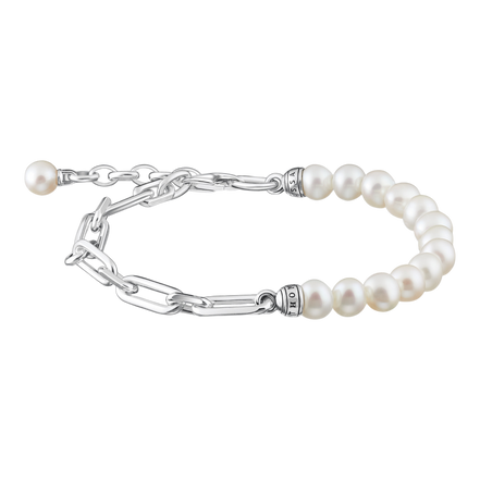 Armband Glieder und Perlen Silber
