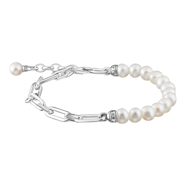 Armband Glieder und Perlen Silber
