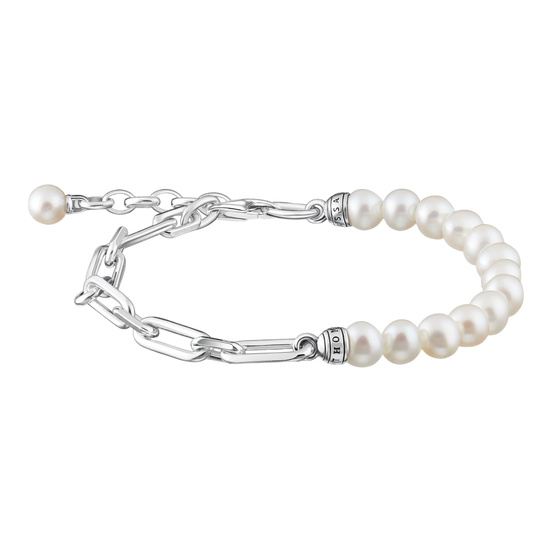 Armband Glieder und Perlen Silber