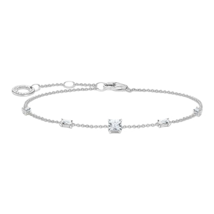 Armband "Weisse Steine" Silber