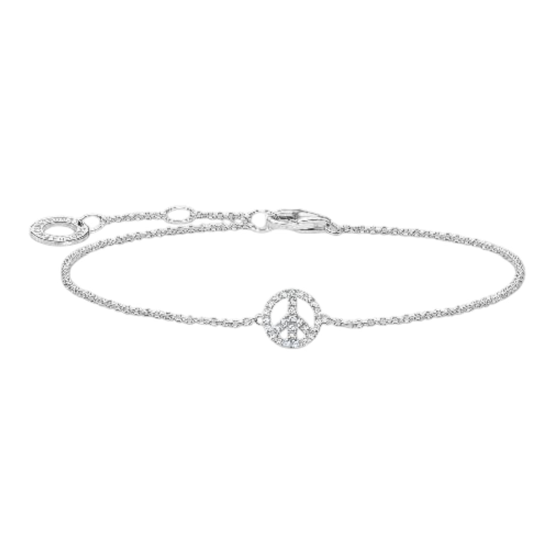 Armband "Peace Weisse Steine" Silber