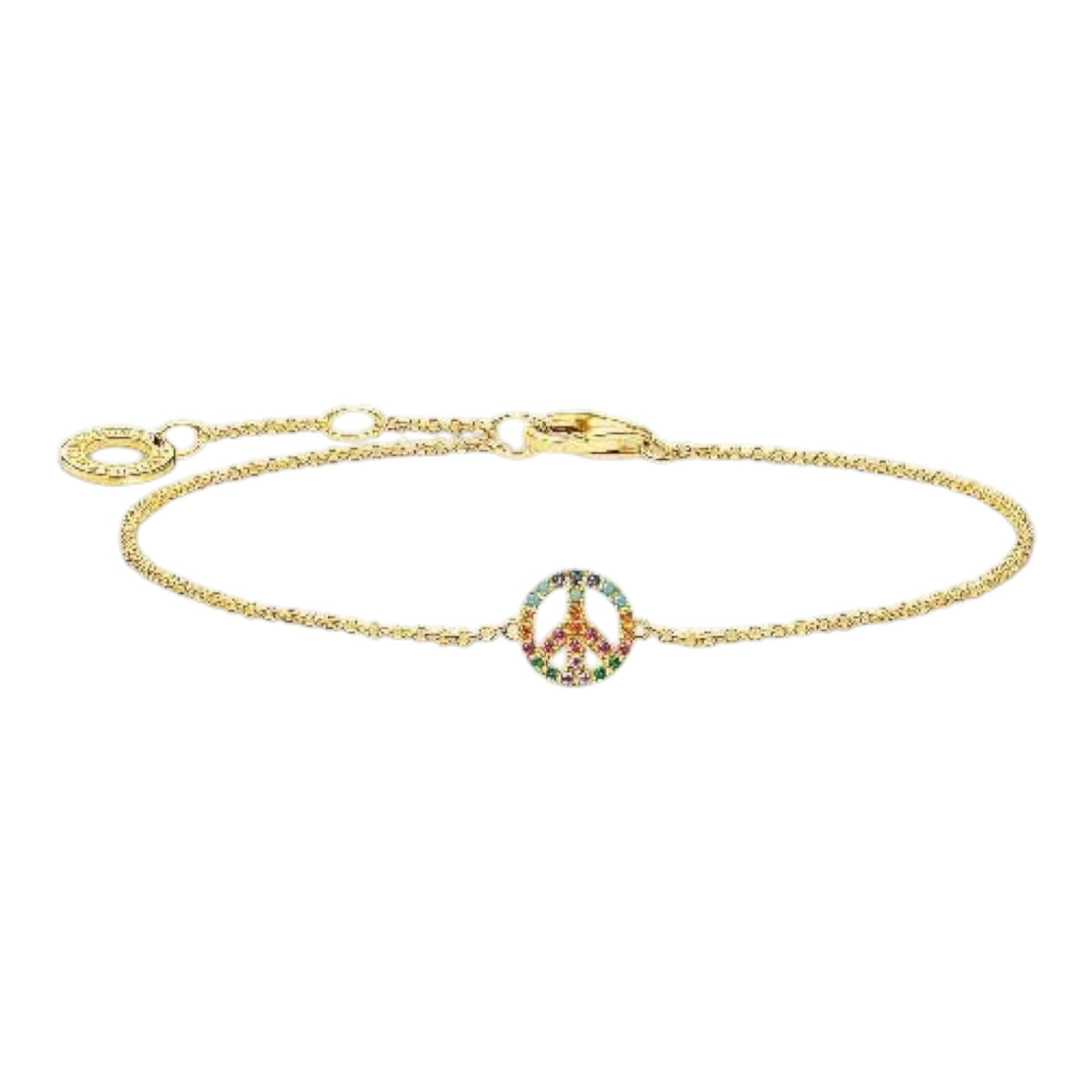 Armband "Peace Bunte Steine" Silber gelbvergoldet