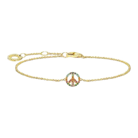 Armband "Peace Bunte Steine" Silber gelbvergoldet