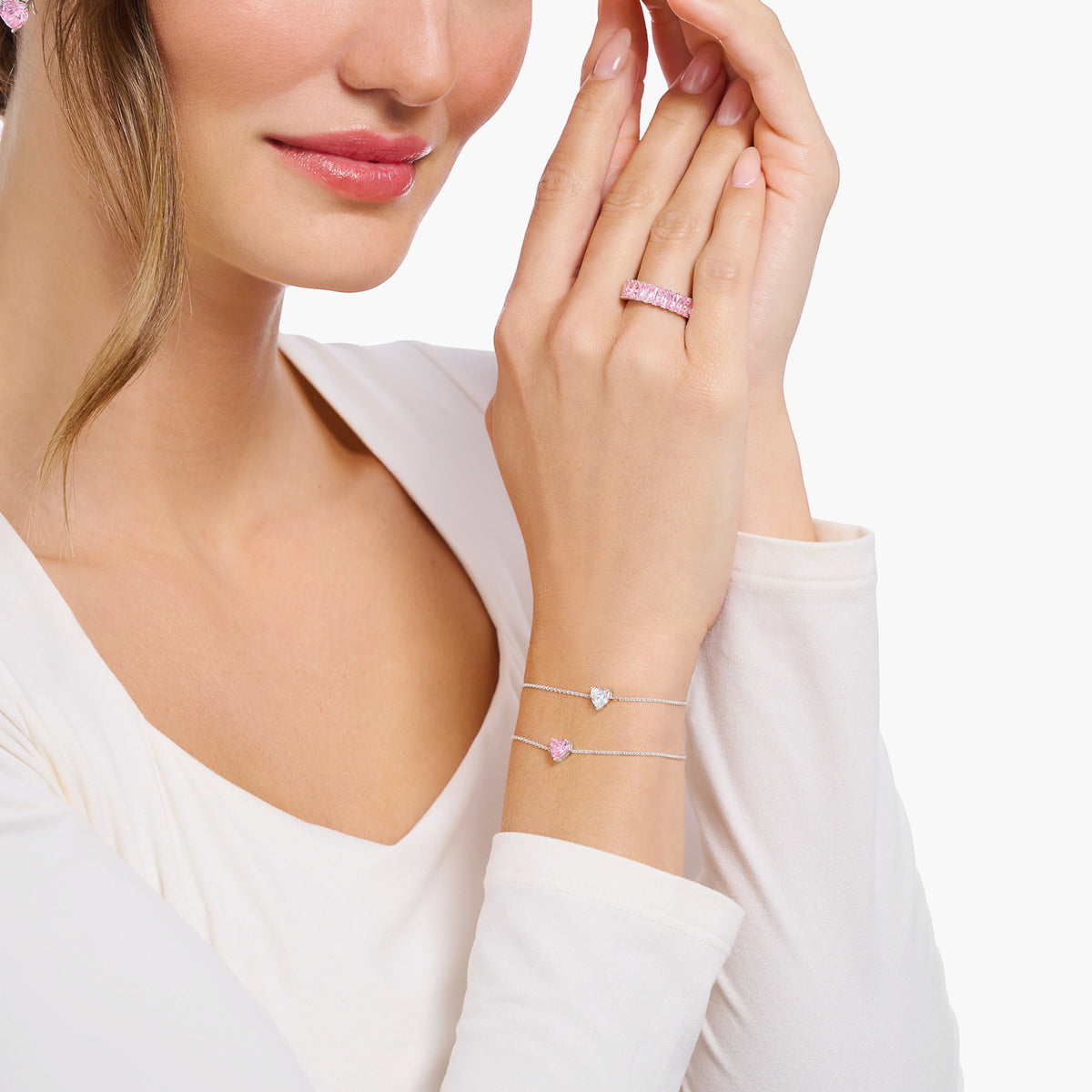 THOMAS SABO Armband mit weißen Zirkonia-Herz A2157-051-14