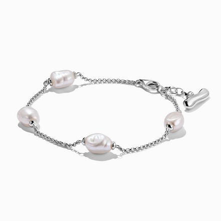 Armband mit Perlen silber