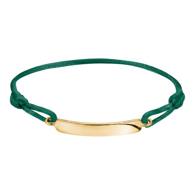 Textilarmband Grün Vergoldet Gravur