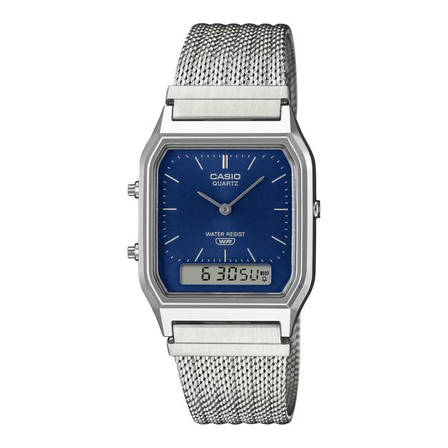 Vintage Armbanduhr silber, blau