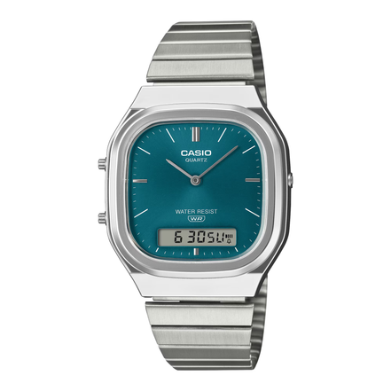Vintage Uhr Edgy silber/petrol