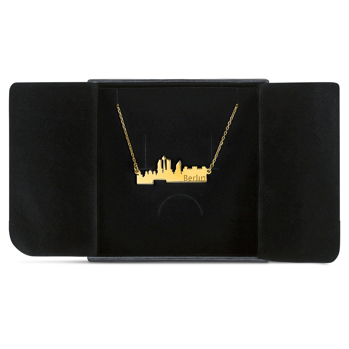 Vergoldete Halskette mit Berliner Skyline