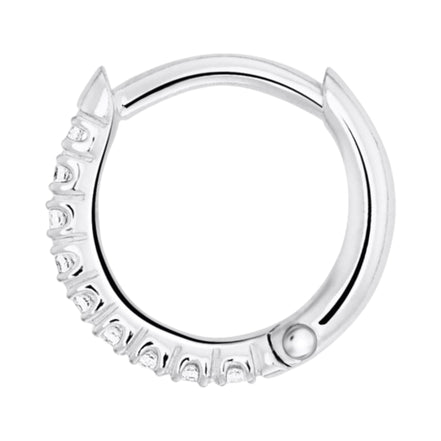 Einzel Creole "Weisse Steine" Silber