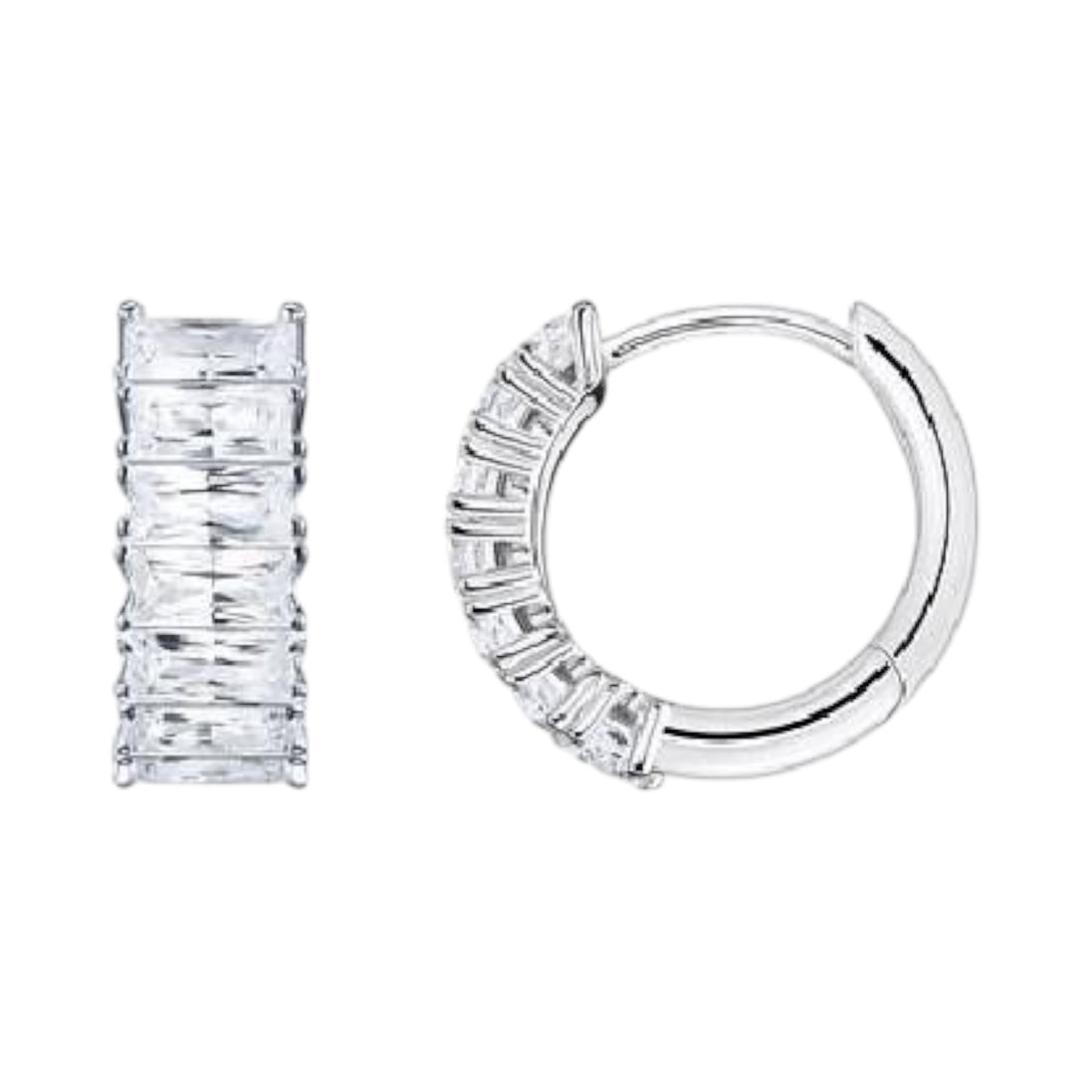 Creolen "Weisse Steine Pavé" Silber