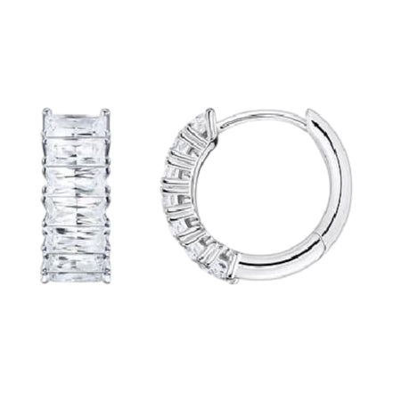 Creolen "Weisse Steine Pavé" Silber