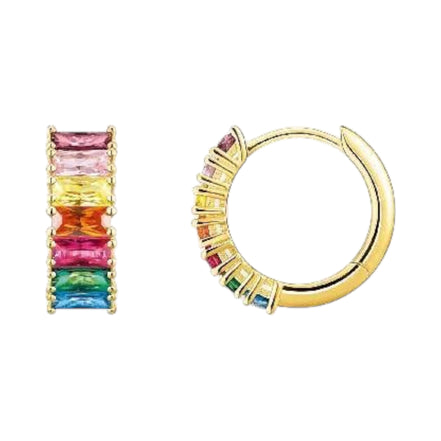 Creolen "Bunte Steine Pavé" Silber, vergoldet