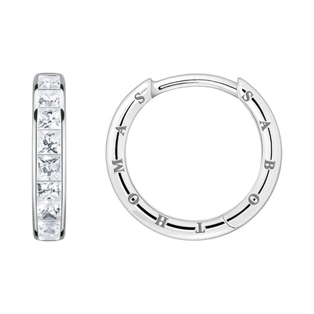 Creolen "Weisse Steine Pavé" Silber