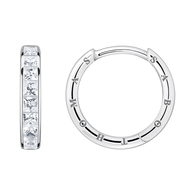 Creolen "Weisse Steine Pavé" Silber