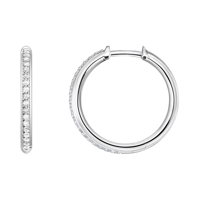 Creolen "Weisse Steine Pavé" Silber
