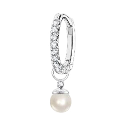 Creole Einzeln "Perle" Silber mit Zirkonia