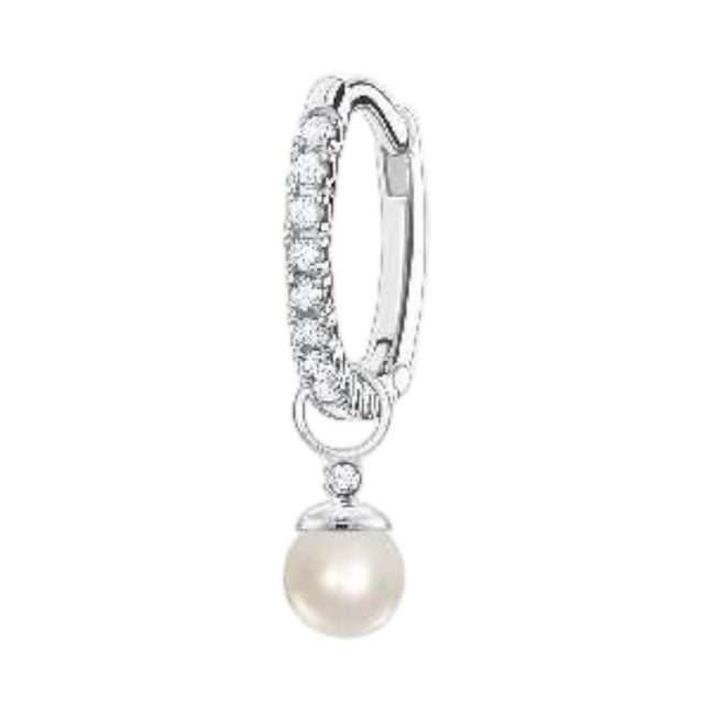 Creole Einzeln "Perle" Silber mit Zirkonia
