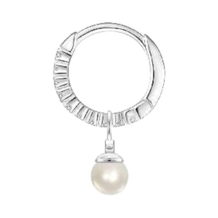 Creole Einzeln "Perle" Silber mit Zirkonia