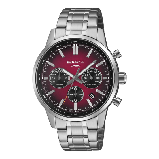 Edifice Herrenuhr rot silber