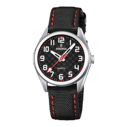 Jungen Armbanduhr schwarz Leder