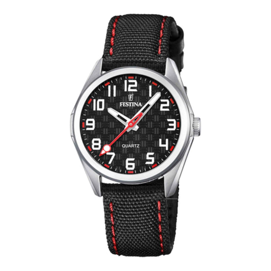 Jungen Armbanduhr schwarz Leder