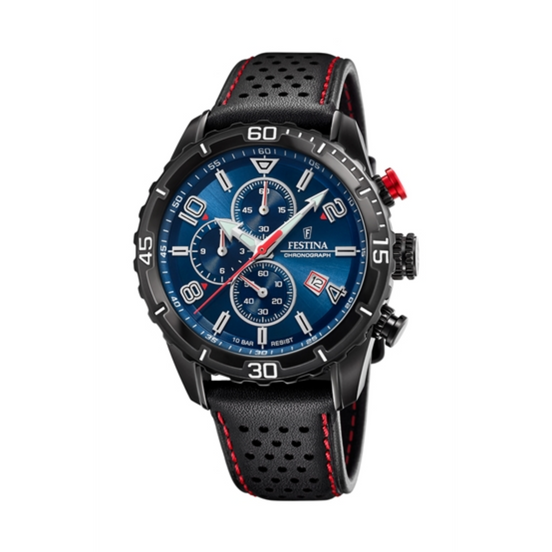 Herrenuhr Chronograph Leder schwarz F20519/2