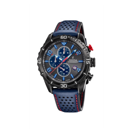 Herrenuhr Chronograph Leder blau F20519/3