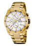 Herrenuhr "Chrono Sport" Edelstahl, weiß/goldfarben