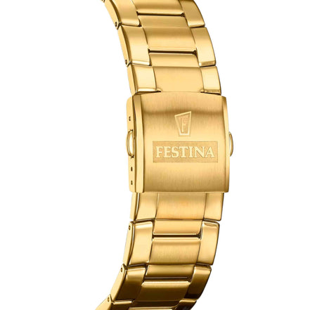 Herrenuhr "Chrono Sport" Edelstahl, weiß/goldfarben