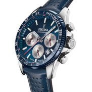 Herrenuhr Timeless Chrono Lederarmband Blau