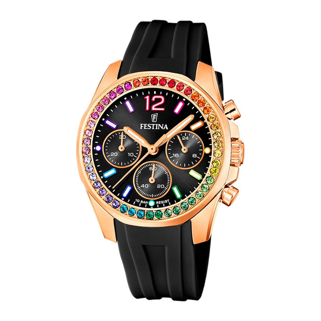 Damenuhr "Chrono Rainbow" schwarz 38 mm