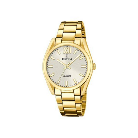 Damenuhr Edelstahl vergoldet, Ziffernblatt Beige F20