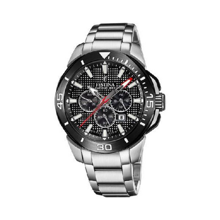 Herrenuhr "Caballero" Chronograph, Edelstahl, schwar
