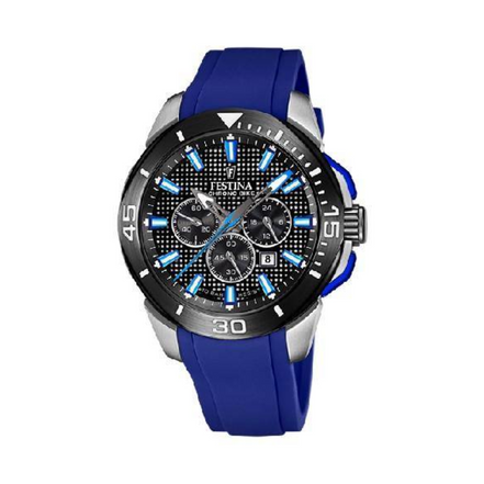 Herrenuhr "Caballero" Chronograph, blaues Kautschuk