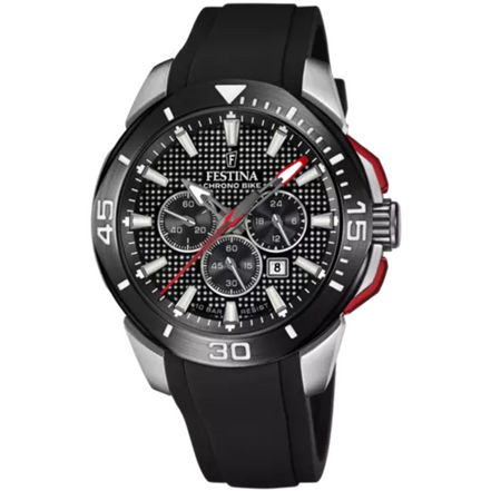 Herrenuhr "Caballero" Chronograph, schwarzes Kautsch