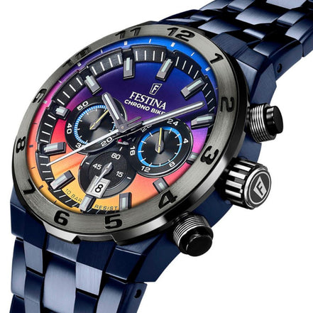 Herrenuhr Chronograph Stahl mehrfarbig
