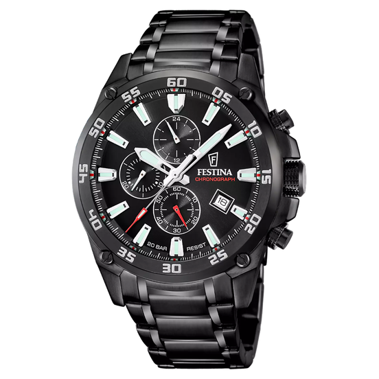 Herrenuhr Chronograph Stahl schwarz