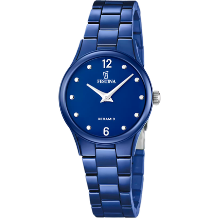 Damenuhr Keramik dunkelblau
