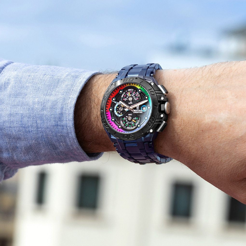 Herrenuhr Chrono Bike Spezialausgabe blau/bunt