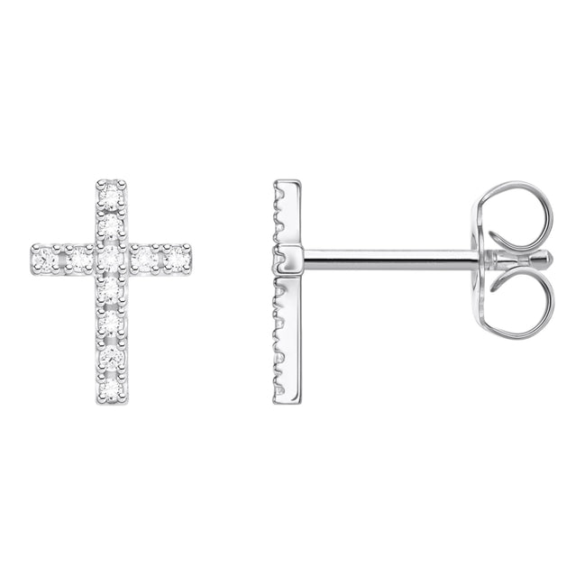Einzel Ohrstecker "Kreuz" Silber