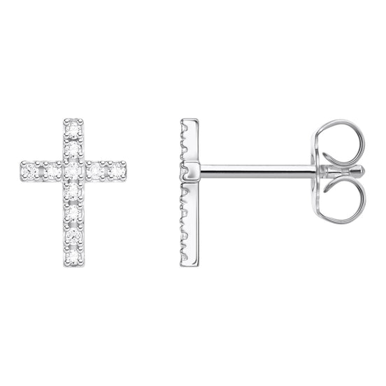 Einzel Ohrstecker "Kreuz" Silber