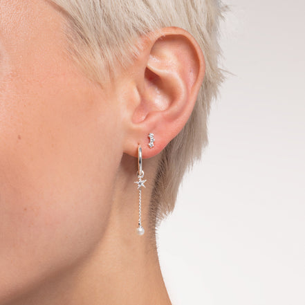 Einzel Ohrstecker "Weisse Steine" Silber