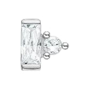 Einzel Ohrstecker Silber Weisser Stein